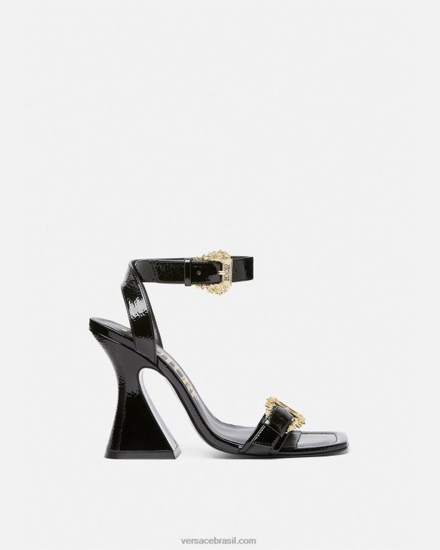 sapato P2TX2293 Versace sandália barroca com fivela kirsten preto mulheres