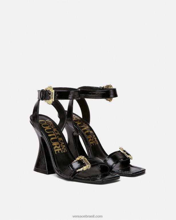 sapato P2TX2293 Versace sandália barroca com fivela kirsten preto mulheres