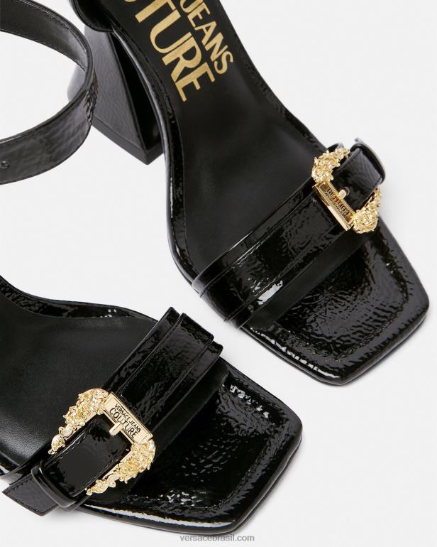 sapato P2TX2293 Versace sandália barroca com fivela kirsten preto mulheres