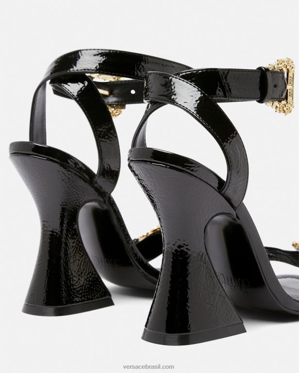 sapato P2TX2293 Versace sandália barroca com fivela kirsten preto mulheres