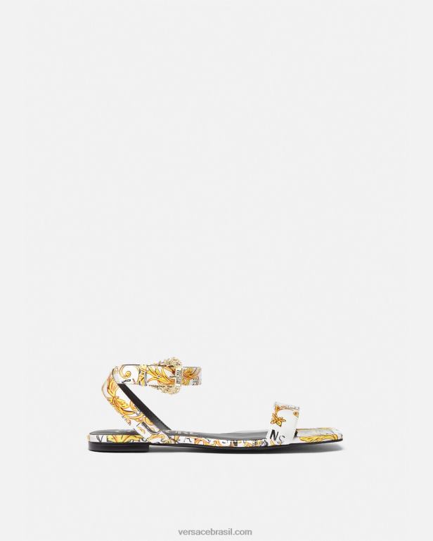 sapato P2TX2298 Versace sandália milie pop couture ouro e branco mulheres