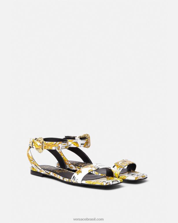 sapato P2TX2298 Versace sandália milie pop couture ouro e branco mulheres
