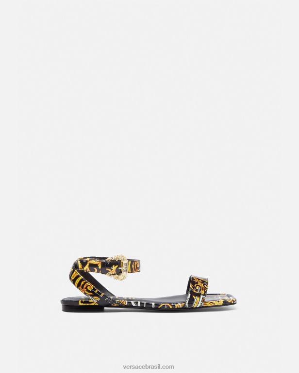 sapato P2TX2299 Versace sandália milie pop couture ouro Preto mulheres