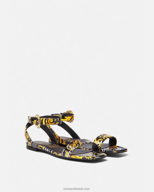 sapato P2TX2299 Versace sandália milie pop couture ouro Preto mulheres