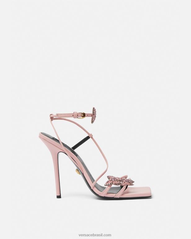 sapato P2TX437 Versace sandálias de cetim com borboletas de cristal rosa mulheres