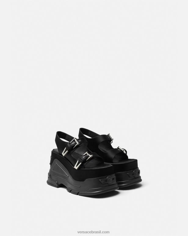 sapato P2TX438 Versace sandália plataforma hino medusa preto mulheres