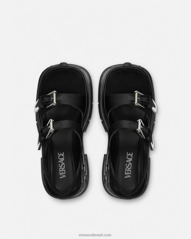 sapato P2TX438 Versace sandália plataforma hino medusa preto mulheres