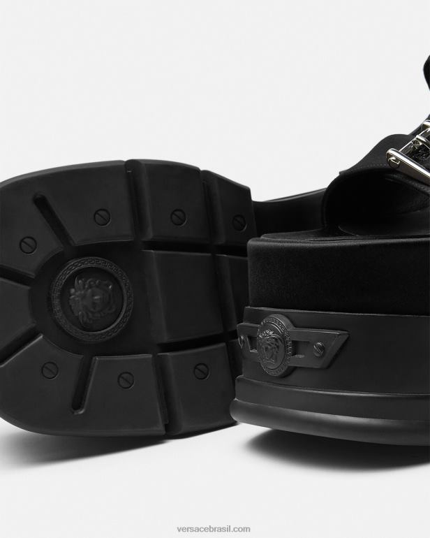 sapato P2TX438 Versace sandália plataforma hino medusa preto mulheres