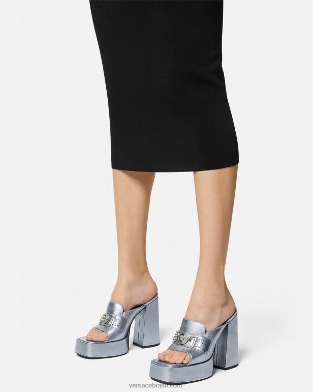 sapato P2TX443 Versace mule plataforma medusa \'95 azul claro mulheres