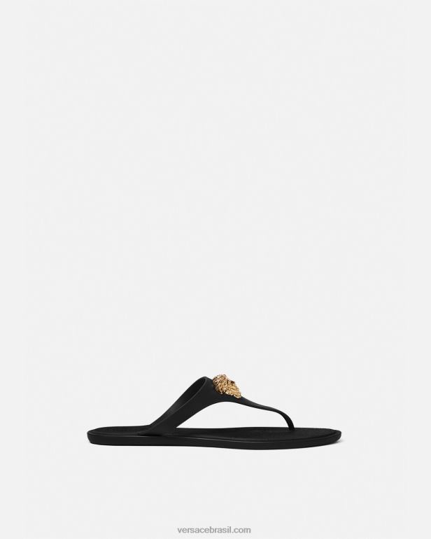 sapato P2TX453 Versace sandálias medusa preto mulheres