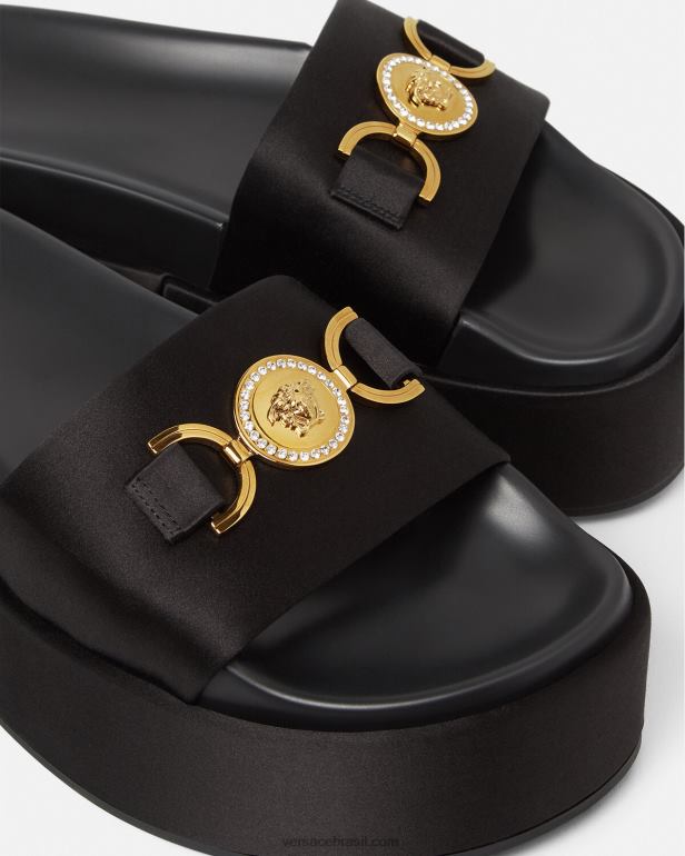 sapato P2TX455 Versace sandália plataforma medusa \'95 preto mulheres