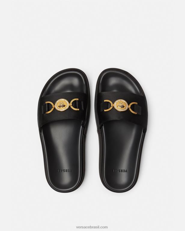 sapato P2TX455 Versace sandália plataforma medusa \'95 preto mulheres