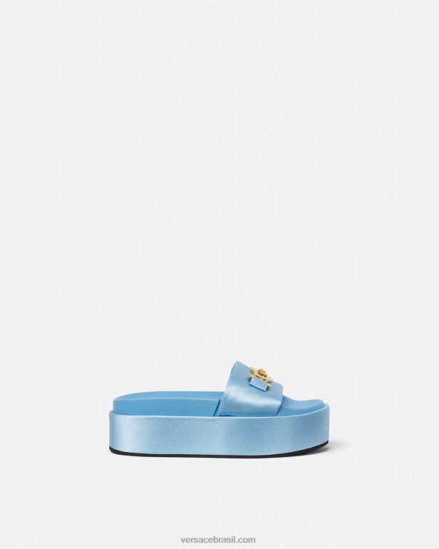 sapato P2TX456 Versace sandália plataforma medusa '95 azul claro mulheres