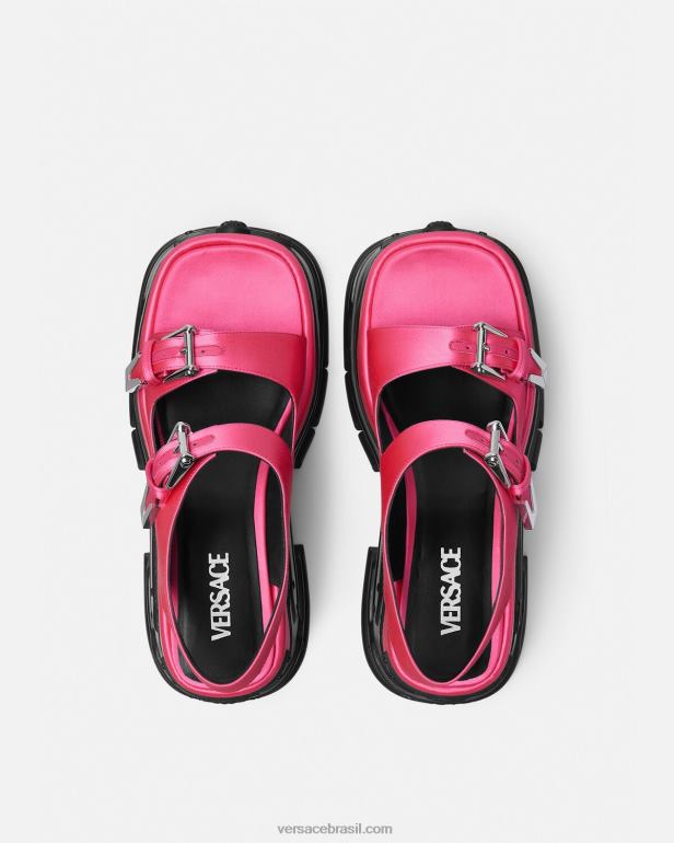 sapato P2TX460 Versace sandália plataforma hino medusa fúcsia mulheres