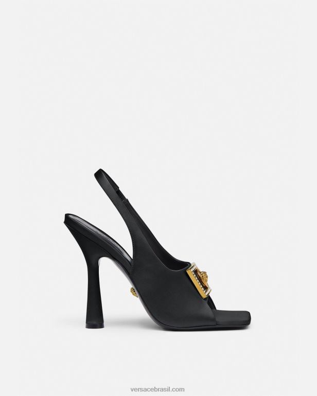 sapato P2TX465 Versace sandálias de cristal medusa preto mulheres