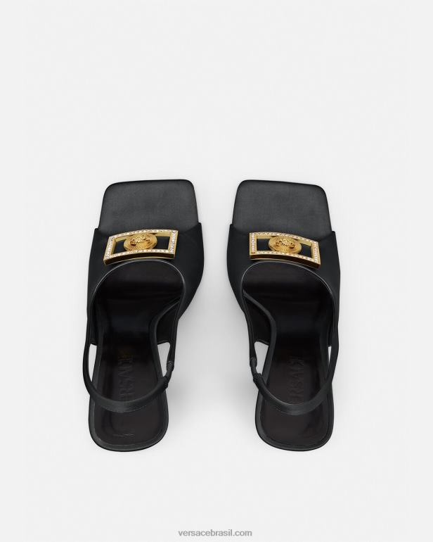 sapato P2TX465 Versace sandálias de cristal medusa preto mulheres