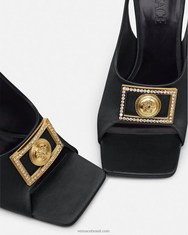 sapato P2TX465 Versace sandálias de cristal medusa preto mulheres