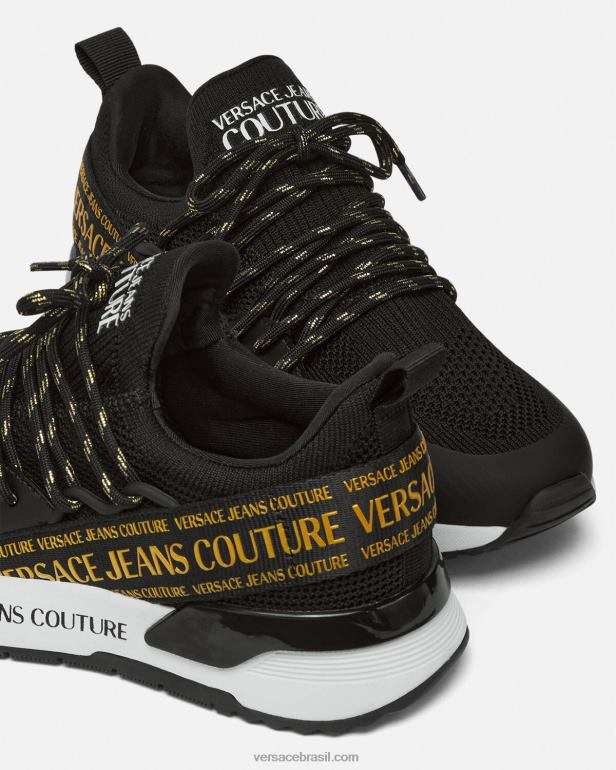 sapato P2TX2256 Versace tênis dinâmicos ouro Preto mulheres