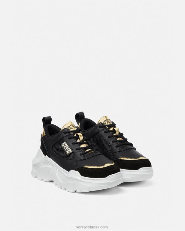 sapato P2TX2265 Versace tênis de corrida ouro Preto mulheres