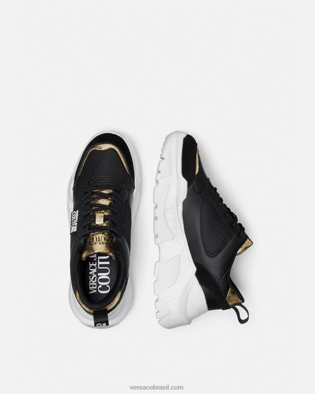 sapato P2TX2265 Versace tênis de corrida ouro Preto mulheres