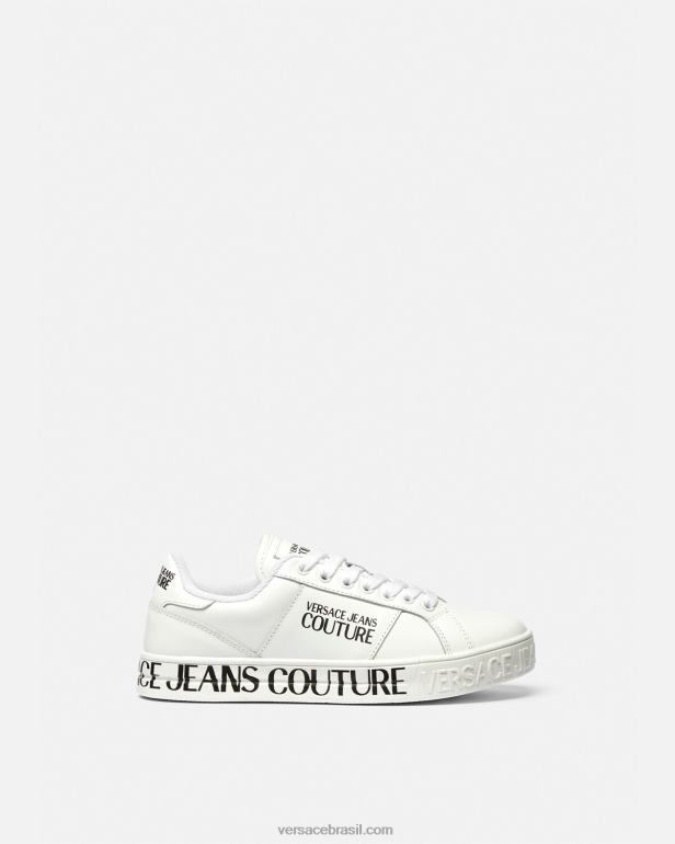 sapato P2TX2277 Versace tênis Court 88 com logo branco mulheres