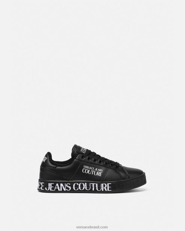 sapato P2TX2278 Versace tênis Court 88 com logo preto mulheres