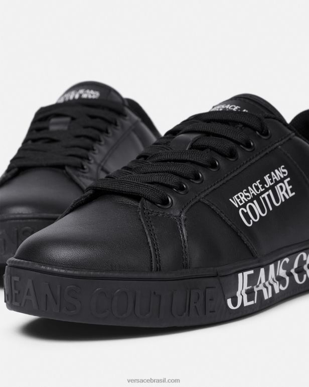 sapato P2TX2278 Versace tênis Court 88 com logo preto mulheres