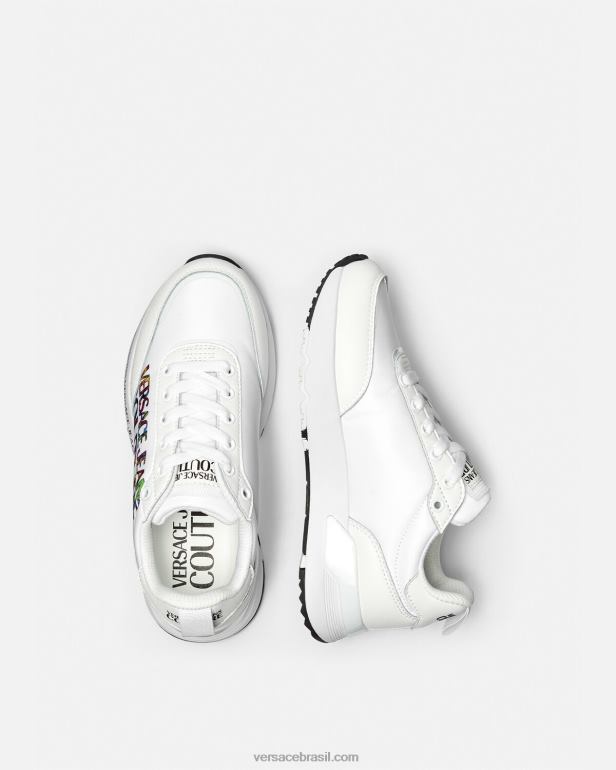 sapato P2TX2281 Versace tênis com logotipo dinâmico branco mulheres