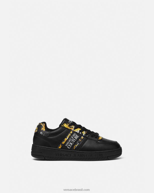 sapato P2TX2296 Versace logotipo escova couture meyssa sneakers ouro Preto mulheres