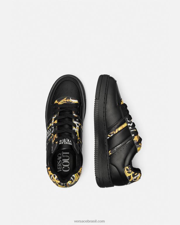sapato P2TX2296 Versace logotipo escova couture meyssa sneakers ouro Preto mulheres