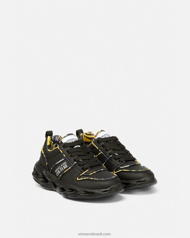 sapato P2TX2303 Versace tênis de alta costura okinawa preto mulheres