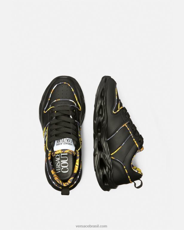 sapato P2TX2303 Versace tênis de alta costura okinawa preto mulheres