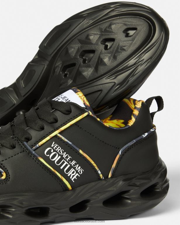 sapato P2TX2303 Versace tênis de alta costura okinawa preto mulheres