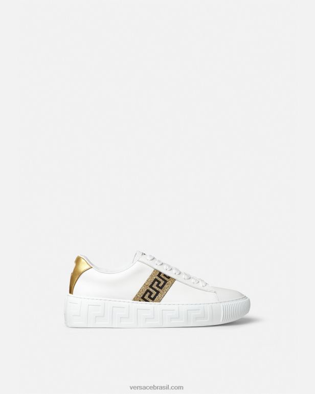 sapato P2TX501 Versace tênis grego ouro Branco mulheres