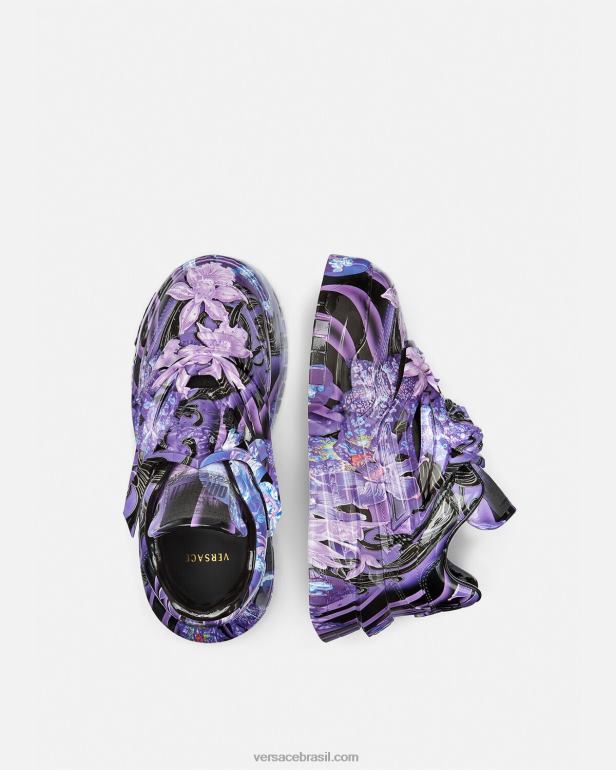 sapato P2TX512 Versace tênis orquídea barocco odissea violeta e estampa mulheres